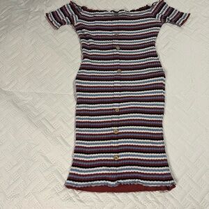 Rue21 Red and Blue Off-Shoulder Dress